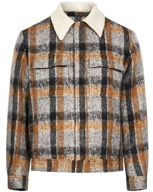 Jonathan Simkhai Ford Check-Pattern Fleece-Collar Jacket - Gray