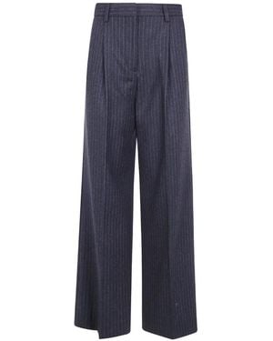 Filippa K Darcey Pinstripe-Pattern Pleated Trousers - Blue