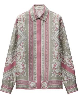 Versace Printed Silk Twill Shirt - Grey