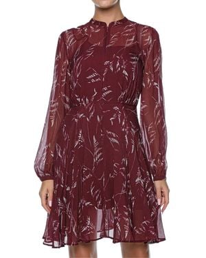 ARMANI EXCHANGE Floral-Print Long-Sleeve Mini Dress - Red