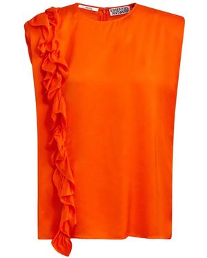 Essentiel Antwerp Ruffled Sleeveless Blouse - Orange