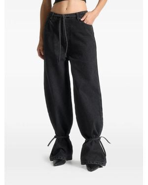 Manière De Voir Faye Wide Mid Rise Jeans With Tie Waist - Black