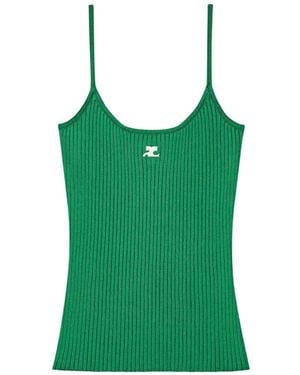 Courreges Ribbed-Knit Tank Top - Green