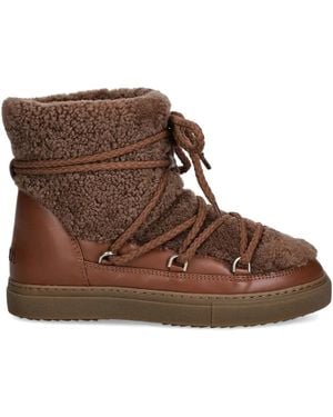 Inuikii Curly Shearling Round-Toe Lace-Up Boots - Brown