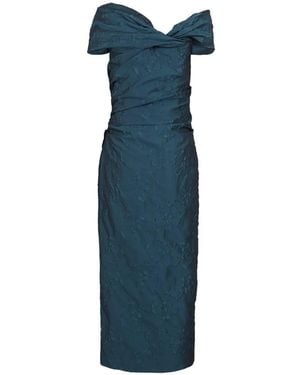 Ulla Johnson Violeta Off-Shoulder Floral-Jacquard Midi Dress - Blue