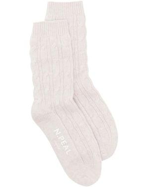 N.Peal Cashmere Cashmere House Socks - White