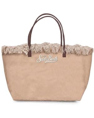 MC2 Saint Barth City Fringed Logo-Embroidered Tote Bag - Natural