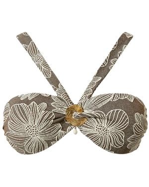 Twinset Jacquard Bikini Top With Pearl - Natural