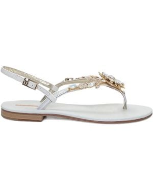 Emanuela Caruso Crystal-Embellished Sandals - White