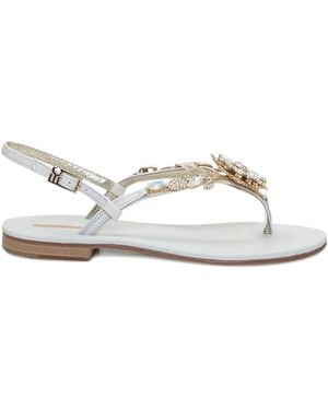 Emanuela Caruso Crystal-Embellished Sandals - White