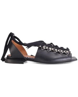 Toga Chain-Detail Lace-Up Sandals - White