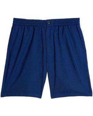 Ami Paris Straight-Leg Wool Shorts - Blue
