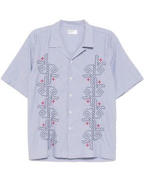 Universal Works Besticktes Hemd - Blau