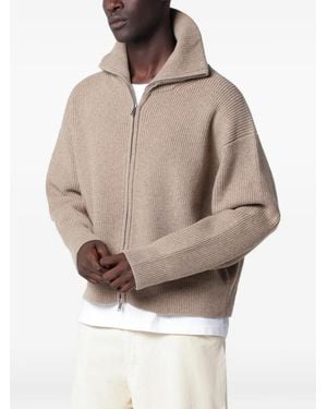 Studio Nicholson Ribbed-Knit Zip-Up Cardigan - Natural