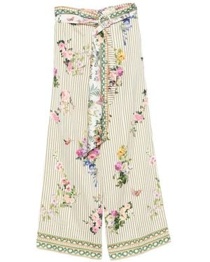 CAMILLA Floral-Print Belted Palazzo Pants - White
