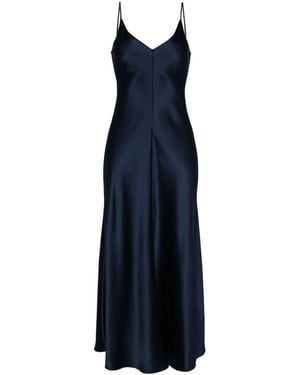 Voz V-Neck Slip Silk Dress - Blue