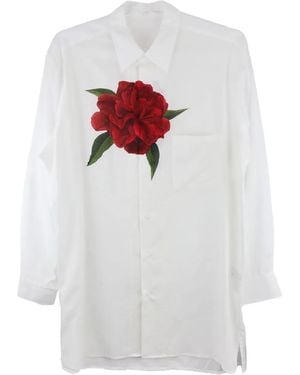 Y's Yohji Yamamoto Rose-Print Shirt - White