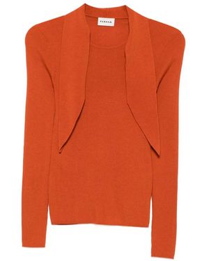 P.A.R.O.S.H. Tie-Detail Ribbed-Knit Jumper - Orange
