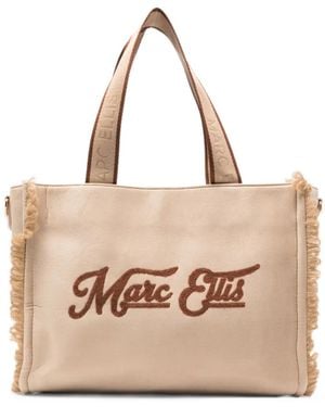 Marc Ellis M Buby Logo-Embroidered Fringed Tote Bag - Natural