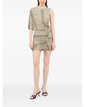 Roberto Cavalli Animal-Print Gathered Mini Dress - Natural