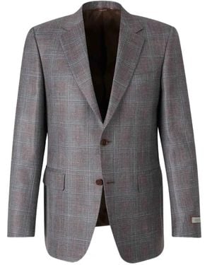 Canali Check-Pattern Blazer - Grey