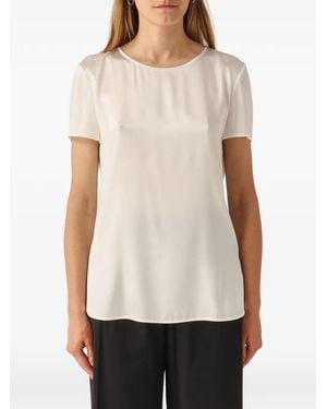 Max Mara Satin-Finish Short-Sleeve Top - Natural