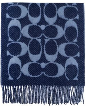 COACH Sciarpa Con Logo E Frange - Blu