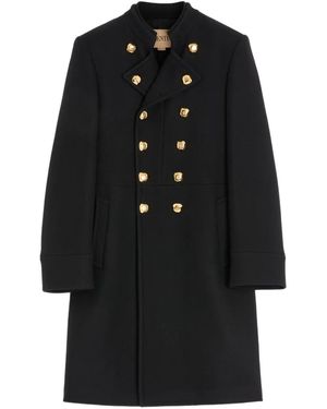 Valentino Garavani Mandarin-Collar Double-Breasted Coat - Black