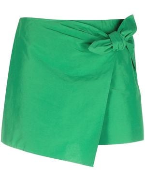 RED Valentino Mid-Rise Knot-Detail Shorts - Green