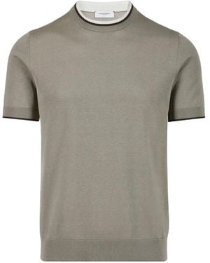 Paolo Pecora Contrast-Trim Short-Sleeve Jumper - Grey
