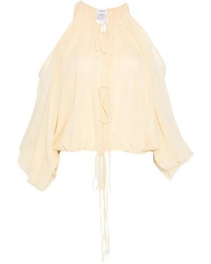 ANDAMANE Cold-Shoulder Drawstring Top - White