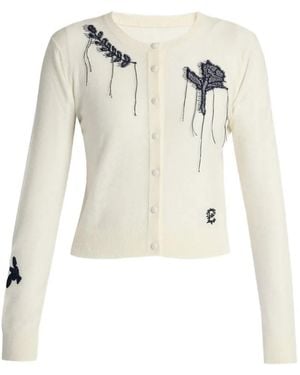 Erdem Flower-Embroidered Cardigan - White
