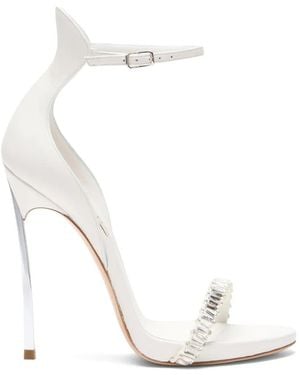 Casadei Cappa Blade Heaven Rhinestones Sandals - White