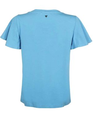 Weekend by Maxmara V-Neck Ruffled-Sleeve T-Shirt - Blue