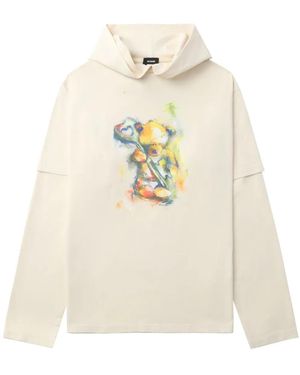 we11done Hoodie mit Teddy-Print - Weiß
