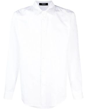 Versace Full Jacquard Cotton Long-Sleeve Shirt - White
