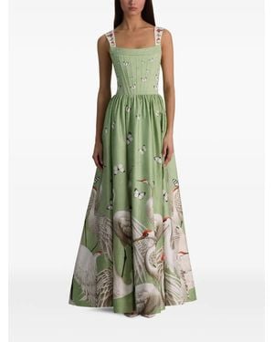 Alice + Olivia Guinevere Butterfly-Print Maxi Dress - Green