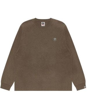 Aape By A Bathing Ape Moonface-Patch Long-Sleeved T-Shirt - Brown