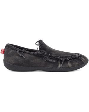 DIESEL D-Shock Moc Frayed-Detail Loafers - Black