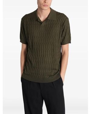 Emporio Armani Textured Polo Shirt - Black