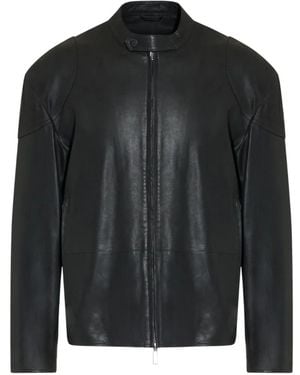 Paolo Pecora Zip-Up Leather Jacket - Black
