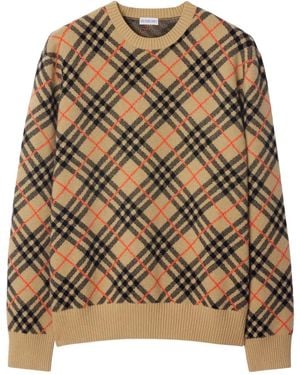 Burberry Check Cashmere Jumper - Brown