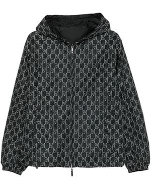 Emporio Armani Veste Réversible À Motif Monogrammé - Black