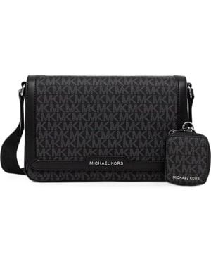 Michael Kors Hudson Monogram-Print Messenger Bag - Black