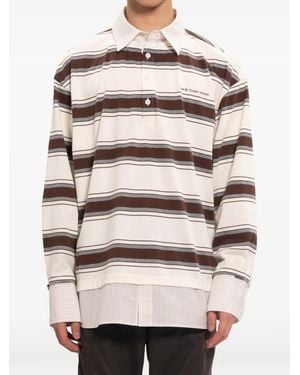 Feng Chen Wang Striped Layered-Detail Polo Shirt - Natural