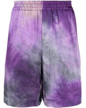 MSGM Tie-Dye Track Shorts - Purple