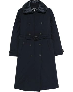 Save The Duck Quilted-Collar Belted Coat - Blue
