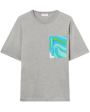 PUCCI T-Shirt Mit Kontrasttasche - Grau