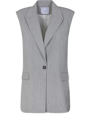 Gaelle Paris Pinstripe-Pattern Gilet - Grey