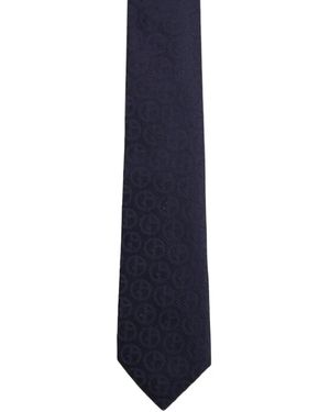 Giorgio Armani Cravatta Ga Con Logo Jacquard - Blu